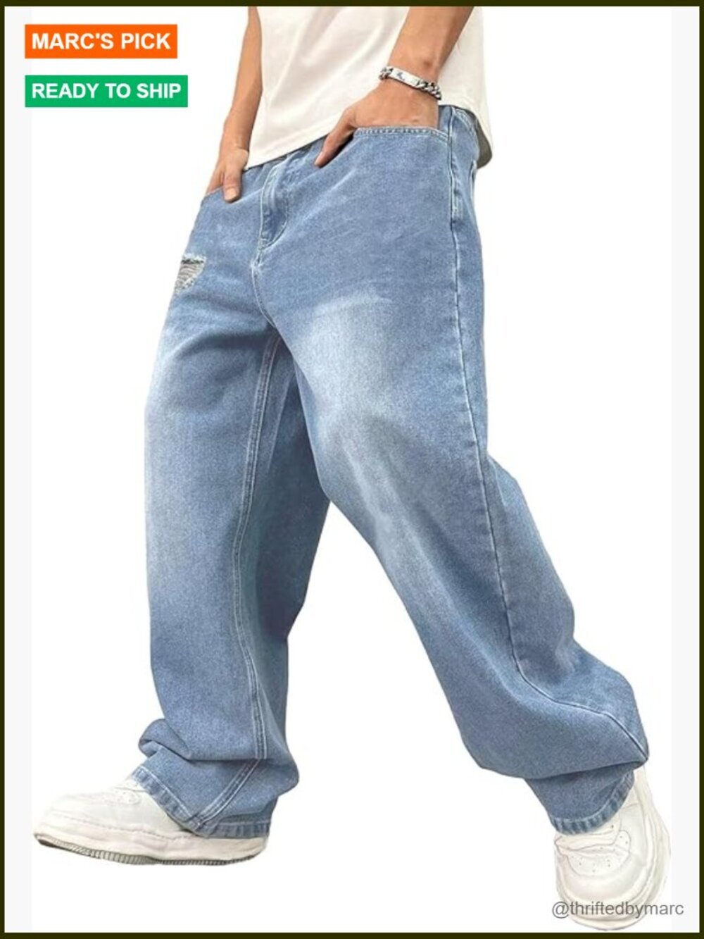 Baggy Hip Hop Jeans Y2K Wide Leg Denim Pants Relaxed Fit Skater Trousers